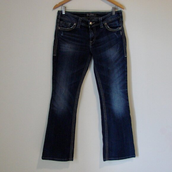 Silver Suki Surplus Jeans Bootcut Mid Rise Curvy Fit Dark Wash Size 31 - Picture 2 of 14